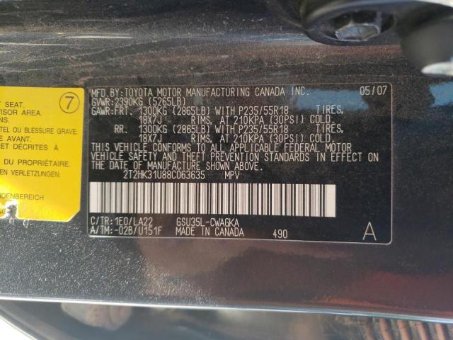 Photo 10 from auction – 2008 LEXUS RX 350 with VIN 2T2HK31U88C063635