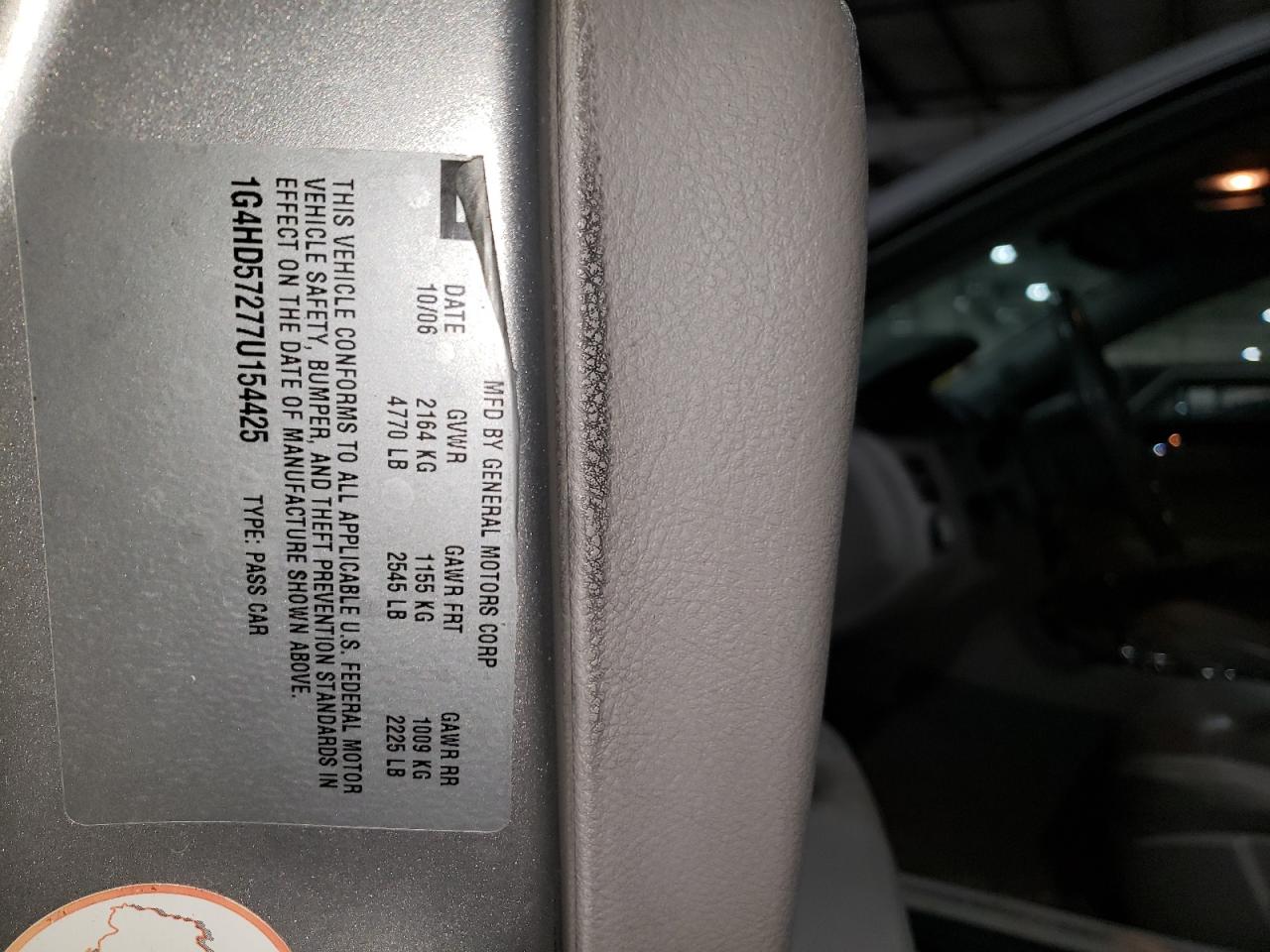 Photo 10 from auction – 2007 BUICK LUCERNE CX with VIN 1G4HD57277U154425
