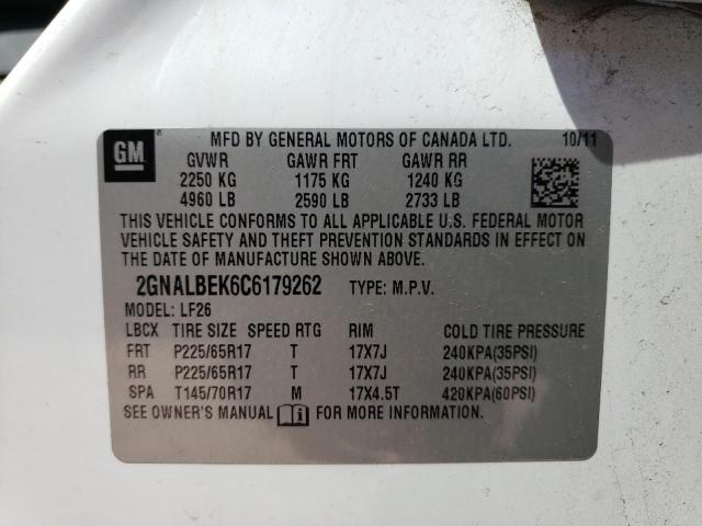 Photo 10 from auction – 2012 CHEVROLET EQUINOX LS with VIN 2GNALBEK6C6179262