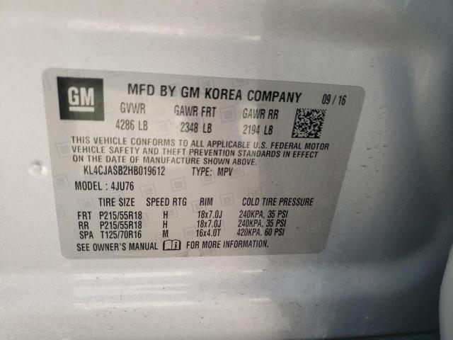 Photo 10 from auction – 2017 BUICK ENCORE PRE with VIN KL4CJASB2HB019612