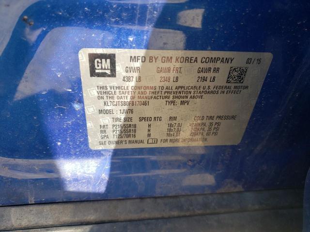 Photo 10 from auction – 2015 CHEVROLET TRAX LTZ with VIN KL7CJTSB0FB170461