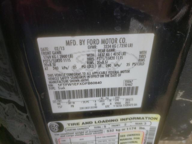 Photo 10 from auction – 2013 FORD F150 SUPER with VIN 1FTFW1EFXDFB60840
