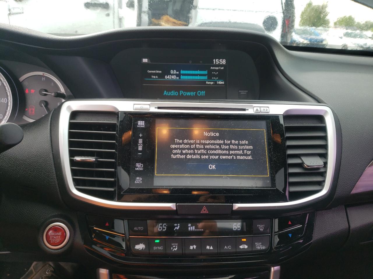 Photo 9 from auction – 2016 HONDA ACCORD EX with VIN 1HGCR2F77GA011568