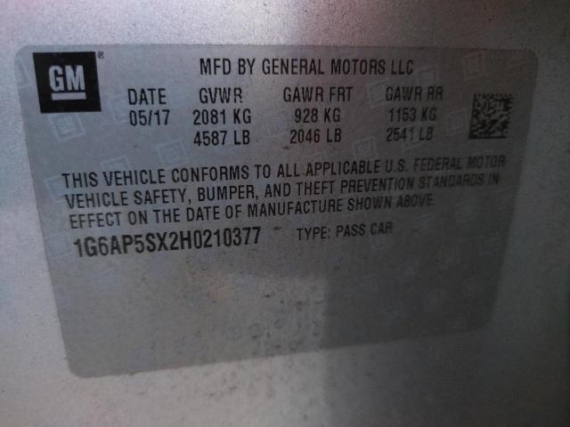 Photo 10 from auction – 2017 CADILLAC CTS with VIN 1G6AP5SX2H0210377
