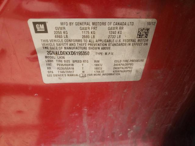 Photo 10 from auction – 2013 CHEVROLET EQUINOX LT with VIN 2GNALDEKXD6195350