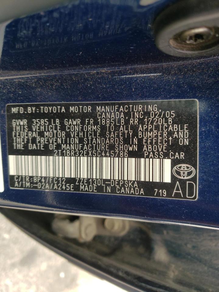 Photo 10 from auction – 2005 TOYOTA COROLLA CE with VIN 2T1BR32EX5C445786
