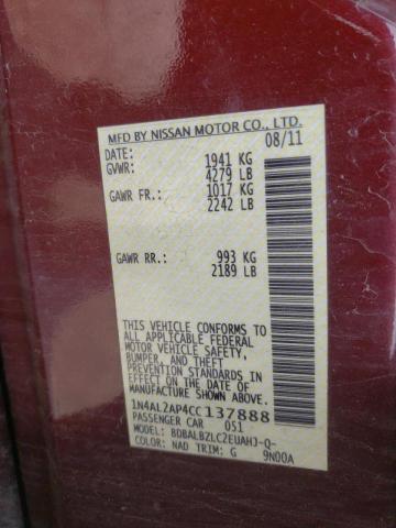 Photo 10 from auction – 2012 NISSAN ALTIMA BAS with VIN 1N4AL2AP4CC137888