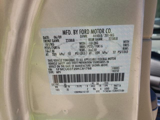 Photo 10 from auction – 2009 FORD ESCAPE XLT with VIN 1FMCU03729KC81788