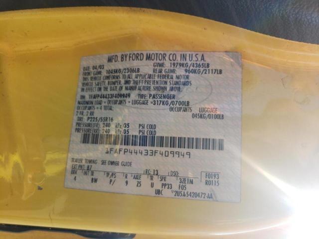Photo 10 from auction – 2003 FORD MUSTANG with VIN 1FAFP44433F409949