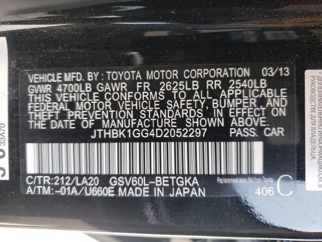 Photo 10 from auction – 2013 LEXUS ES 350 with VIN JTHBK1GG4D2052297