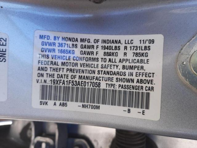 Photo 10 from auction – 2010 HONDA CIVIC LX with VIN 19XFA1F53AE017058
