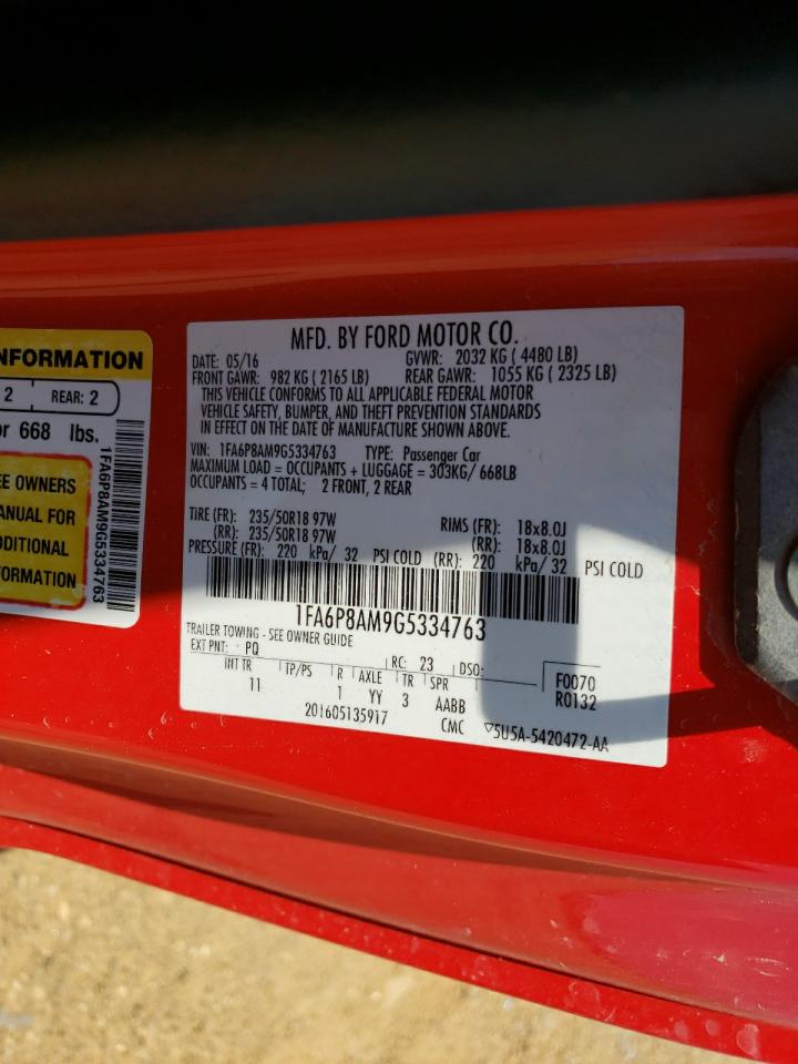 Photo 10 from auction – 2016 FORD MUSTANG with VIN 1FA6P8AM9G5334763
