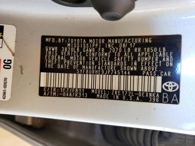 Photo 10 from auction – 2018 TOYOTA COROLLA with VIN 5YFBURHE9JP745144