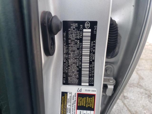 Photo 10 from auction – 2012 TOYOTA CAMRY BASE with VIN 4T1BF1FK7CU031423