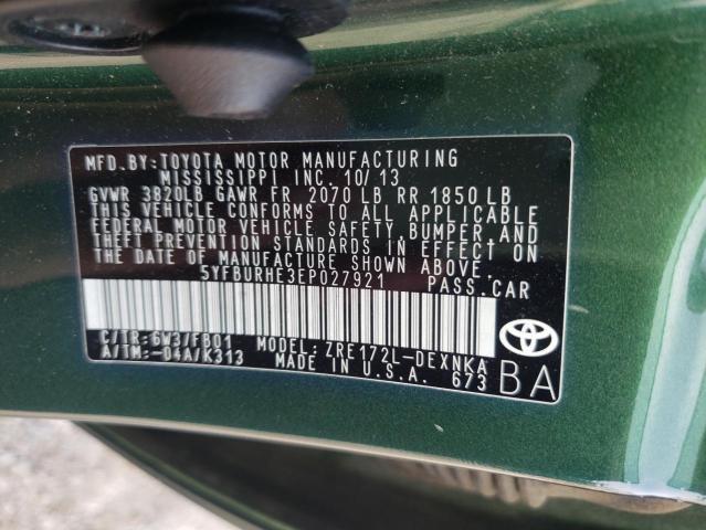 Photo 10 from auction – 2014 TOYOTA COROLLA L with VIN 5YFBURHE3EP027921
