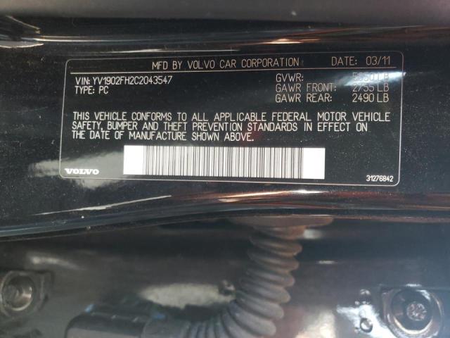 Photo 10 from auction – 2012 VOLVO S60 T6 with VIN YV1902FH2C2043547