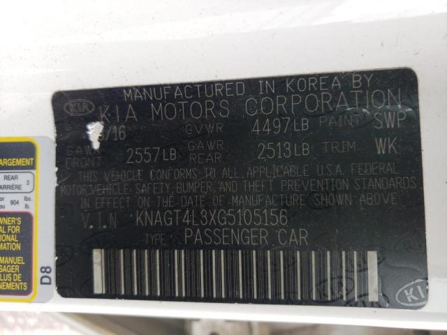 Photo 10 from auction – 2016 KIA OPTIMA LX with VIN KNAGT4L3XG5105156