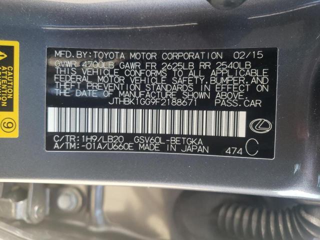 Photo 10 from auction – 2015 LEXUS ES 350 with VIN JTHBK1GG9F2188671