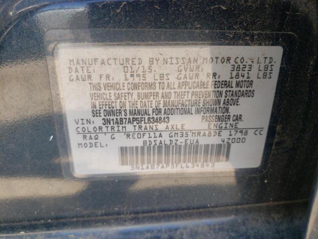 Photo 10 from auction – 2015 NISSAN SENTRA S with VIN 3N1AB7AP5FL634843
