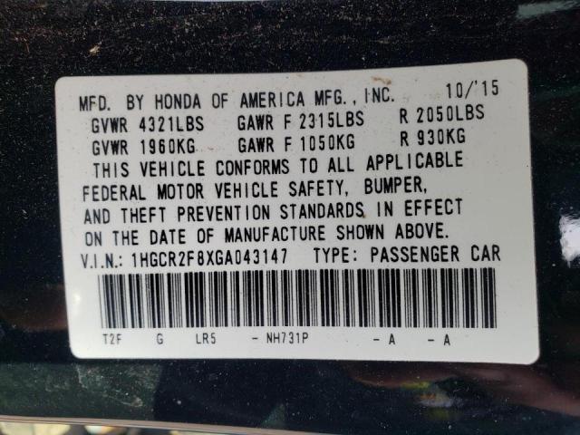 Photo 10 from auction – 2016 HONDA ACCORD EXL with VIN 1HGCR2F8XGA043147