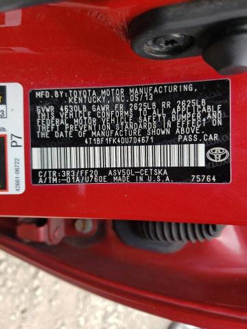 Photo 10 from auction – 2013 TOYOTA CAMRY L with VIN 4T1BF1FK4DU704671