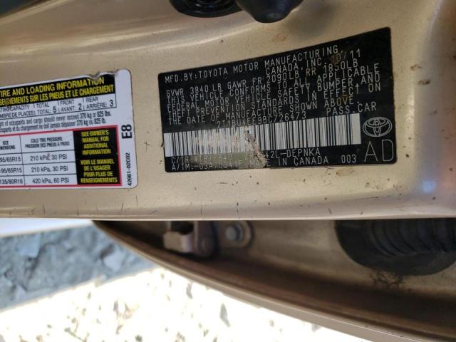 Photo 10 from auction – 2011 TOYOTA COROLLA BA with VIN 2T1BU4EE9BC726473