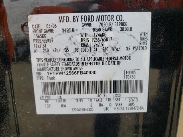 Photo 10 from auction – 2006 FORD F150 SUPER with VIN 1FTPW12566FB40930