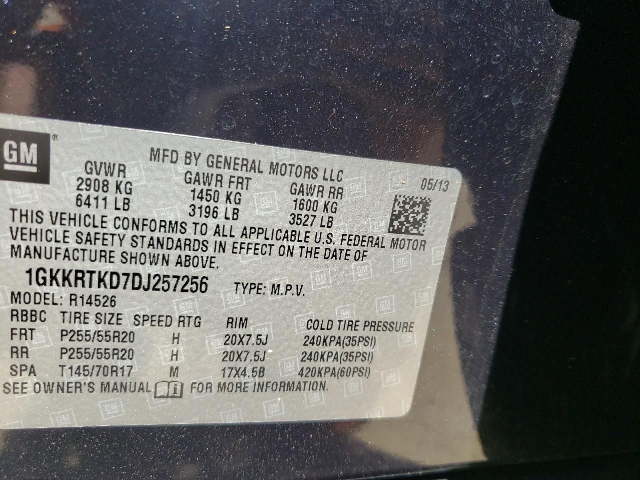 Photo 10 from auction – 2013 GMC ACADIA DEN with VIN 1GKKRTKD7DJ257256