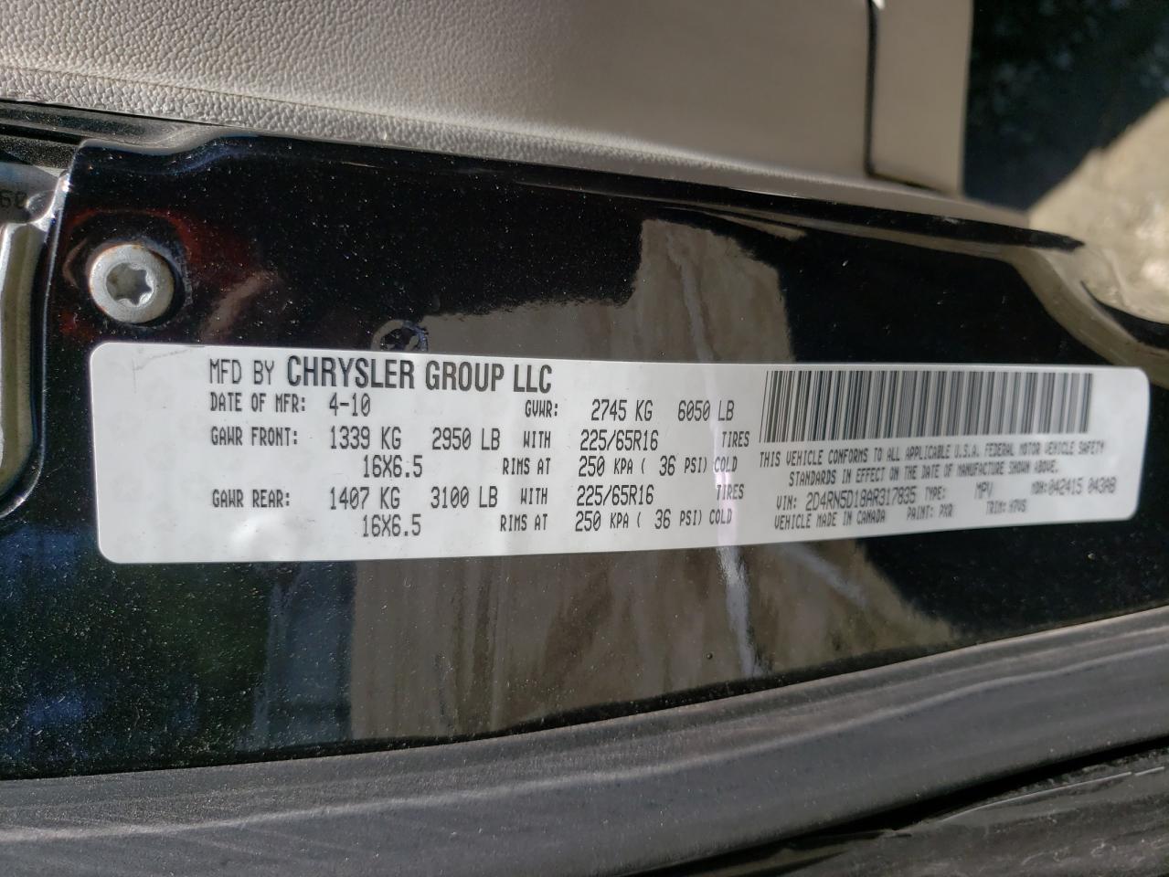 Photo 10 from auction – 2010 DODGE GRAND CARA with VIN 2D4RN5D18AR317835