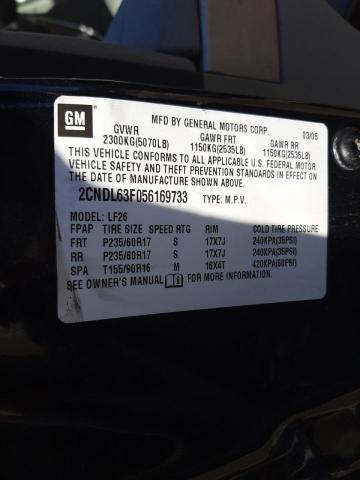 Photo 10 from auction – 2005 CHEVROLET EQUINOX LT with VIN 2CNDL63F056169733