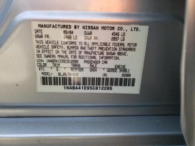 Photo 10 from auction – 2005 NISSAN MAXIMA SE with VIN 1N4BA41E95C812285