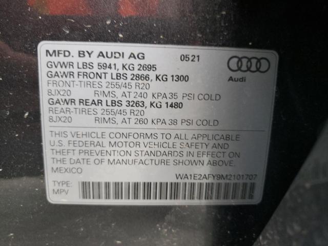 Photo 10 from auction – 2021 AUDI Q5 E PREMI with VIN WA1E2AFY9M2101707