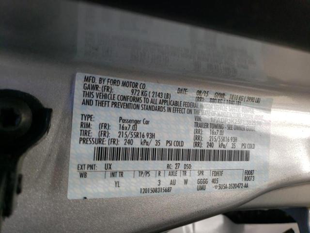 Foto 10 de la subasta – 2015 FORD FOCUS SE con VIN 1FADP3K25FL382259