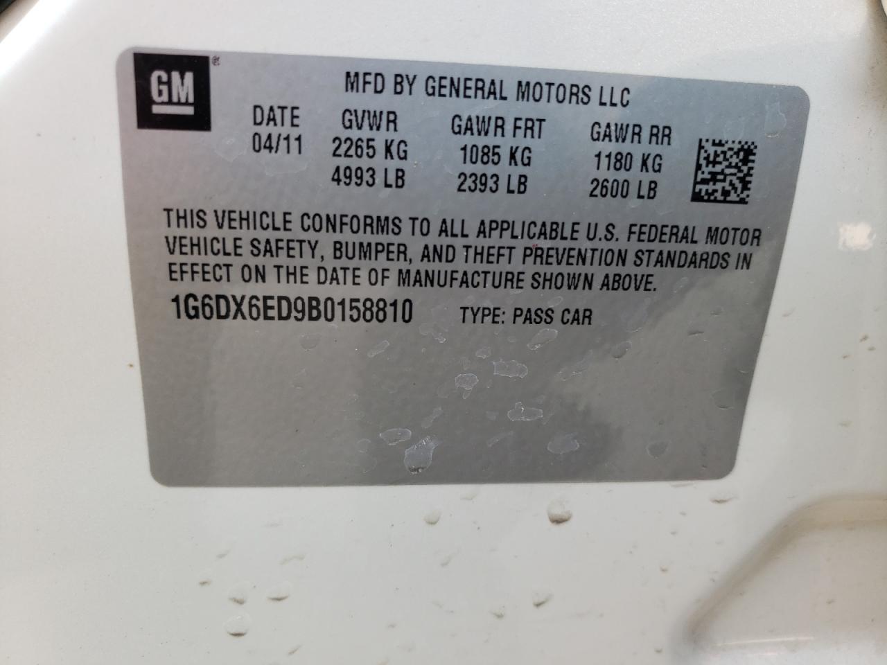 Photo 10 from auction – 2011 CADILLAC STS LUXURY with VIN 1G6DX6ED9B0158810