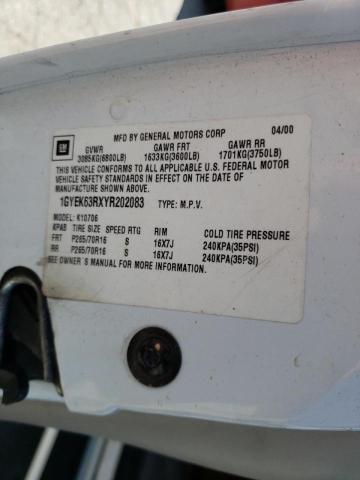 Photo 10 from auction – 2000 CADILLAC ESCALADE L with VIN 1GYEK63RXYR202083