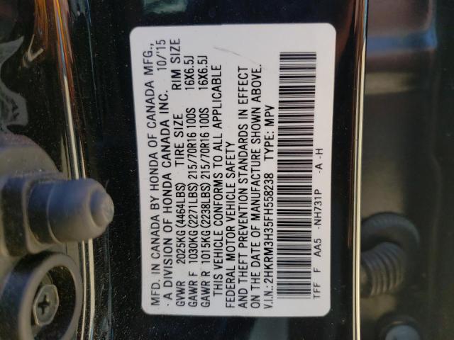 Photo 10 from auction – 2015 HONDA CR-V LX with VIN 2HKRM3H35FH558238