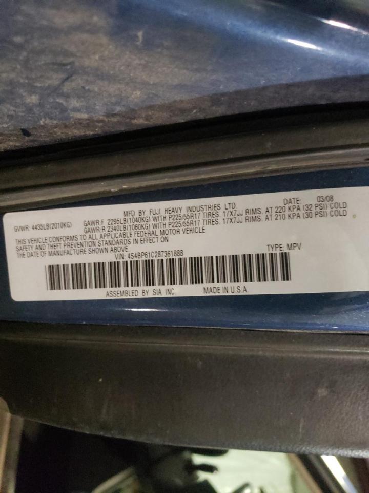 Photo 10 from auction – 2008 SUBARU OUTBACK 2. with VIN 4S4BP61C287361888