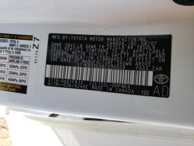 Zdjęcie 1 z aukcji – 2008 TOYOTA COROLLA MA z VIN 2T1KR32E98C696609