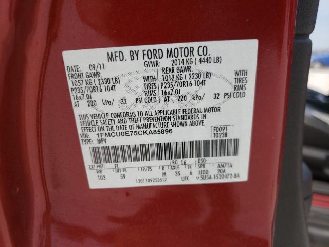 Photo 10 from auction – 2012 FORD ESCAPE LIM with VIN 1FMCU0E75CKA85896