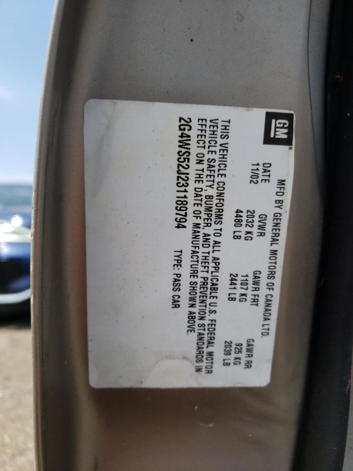 Photo 10 from auction – 2003 BUICK CENTURY CU with VIN 2G4WS52J231189794