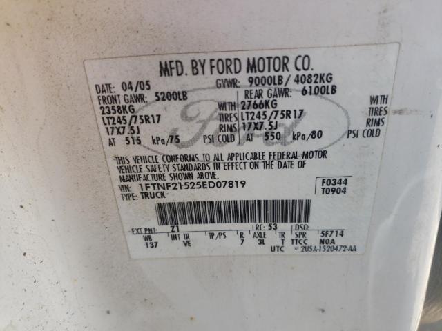 Photo 10 from auction – 2005 FORD F250 SUPER with VIN 1FTNF21525ED07819