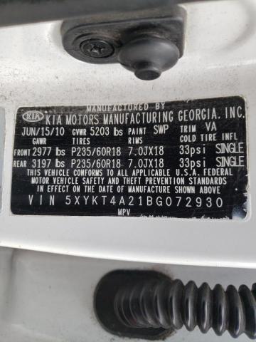 Photo 10 from auction – 2011 KIA SORENTO BA with VIN 5XYKT4A21BG072930