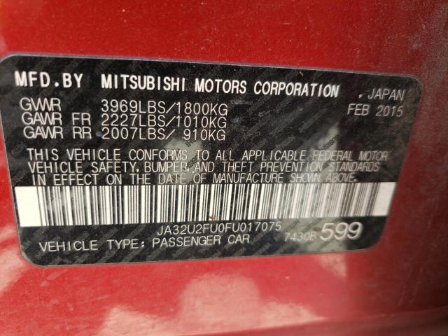 Photo 10 from auction – 2015 MITSUBISHI LANCER ES with VIN JA32U2FU0FU017075