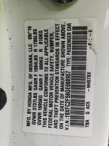 Photo 10 from auction – 2016 HONDA CIVIC LX with VIN 19XFC2F56GE088957