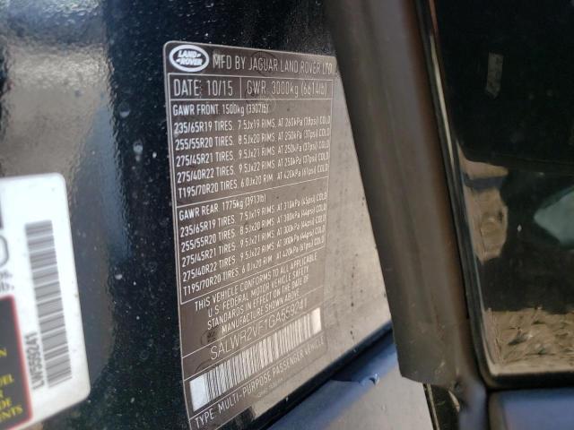 Photo 10 from auction – 2016 LAND ROVER RANGE ROVE with VIN SALWR2VF1GA559241