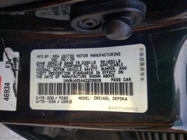 Photo 10 from auction – 2010 TOYOTA COROLLA BA with VIN 1NXBU4EE4AZ205609