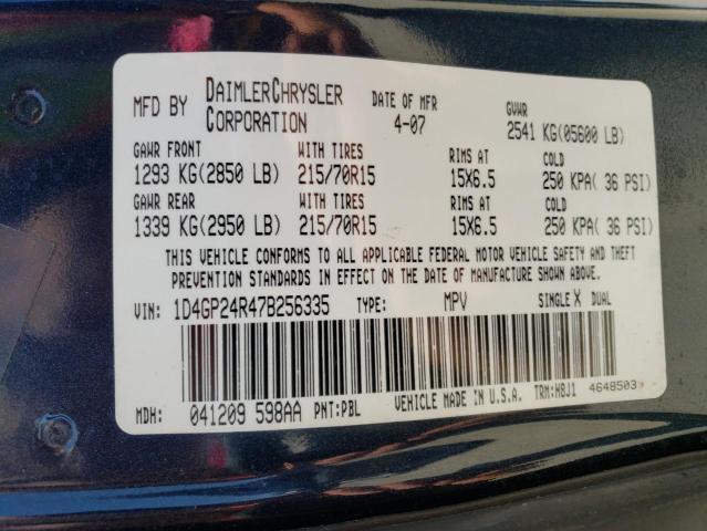Photo 10 from auction – 2007 DODGE GRAND CARA with VIN 1D4GP24R47B256335