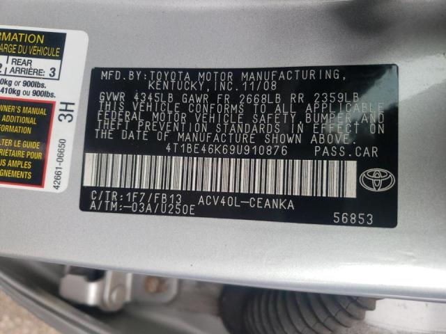 Photo 10 from auction – 2009 TOYOTA CAMRY BASE with VIN 4T1BE46K69U910876