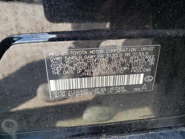 Photo 10 from auction – 2008 LEXUS LS 460 with VIN JTHBL46F985056132