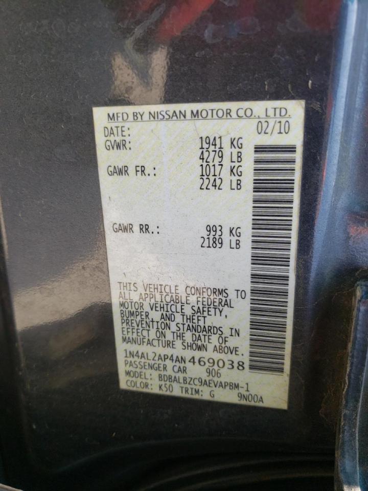 Photo 10 from auction – 2010 NISSAN ALTIMA BAS with VIN 1N4AL2AP4AN469038